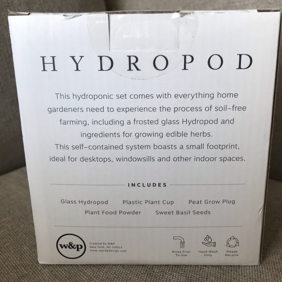 Hydropod 5-piece sweet basil set with frosted glass water receptacle new in box - Picture 4 of 5